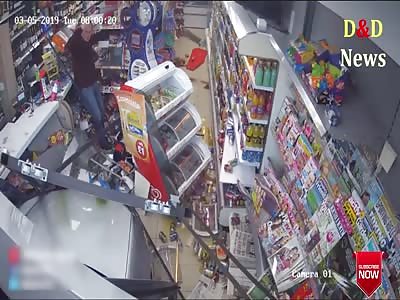 Car smashes through front of Premier Express