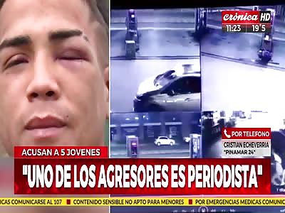 Brutally beaten young man at a gas station