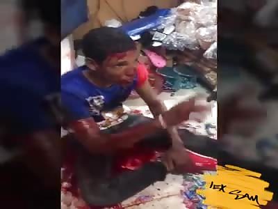 Supermarket robber beating aftermath