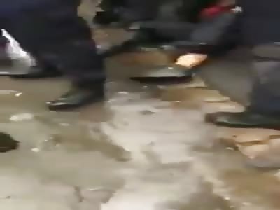 Venezuelan police officers nearly kill a protester