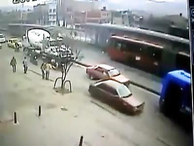 Run right into a moving bus