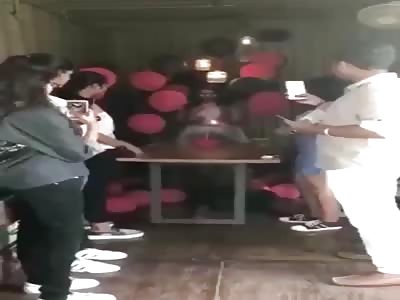 Someone brings hydrogen balloons to a birthday party