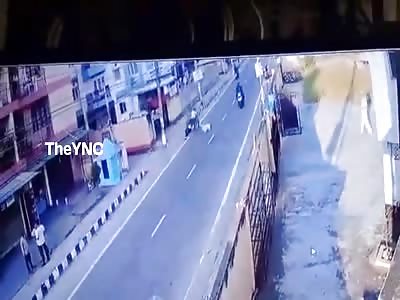 Speeding Biker Collides w/ Pedestrian