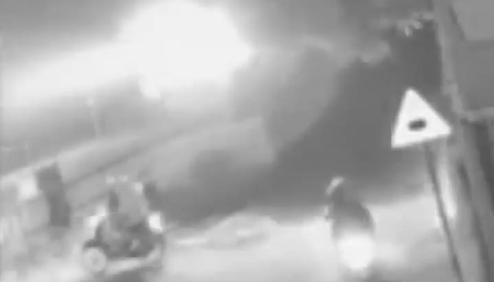 Oblivious Bikers Hit by Train