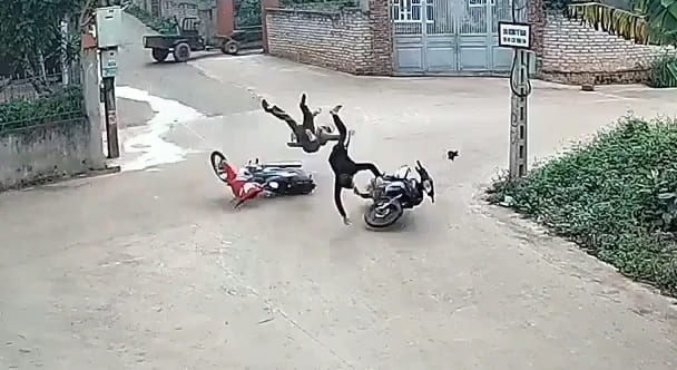 Bikers Meet at an Intersection