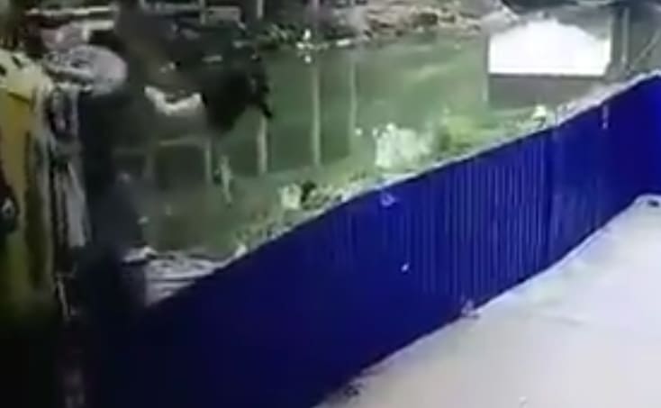 Man Escapes Falling Crane Just To Fall On His Head