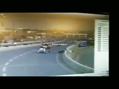 Guy Takes Shortcut to Road Below