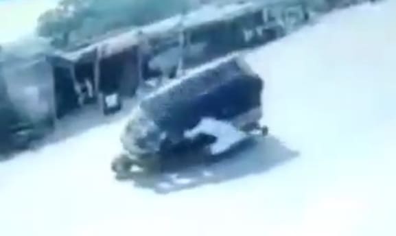 Guy Gets Crushed by Own Rickshaw