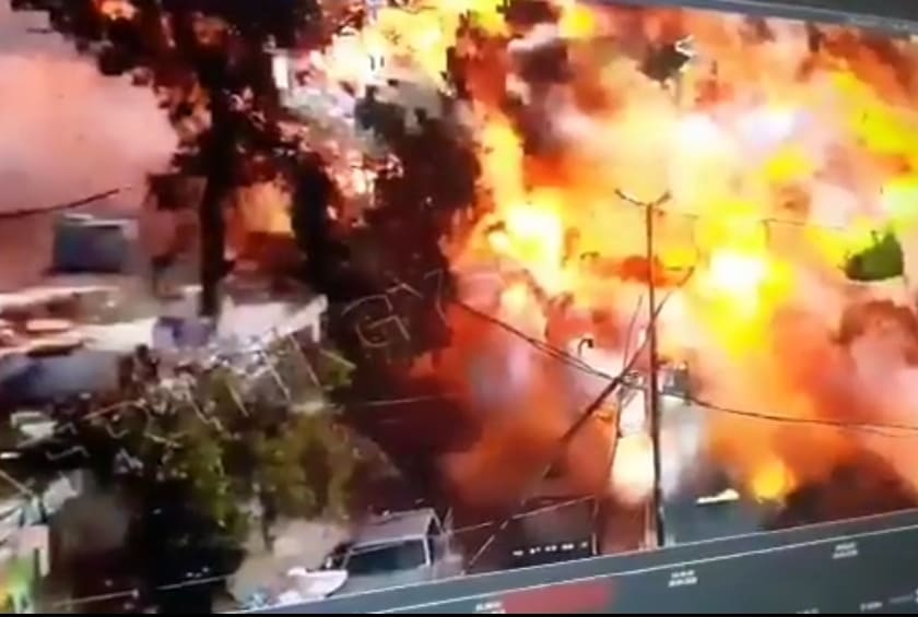 CCTV + Aftermath of Fuel Truck Explosion in Syria