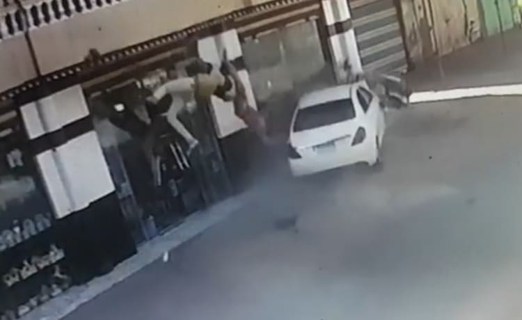 Two On a Bike Sent Airborne