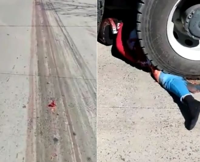 Crushed Biker Leaves Nice Trail