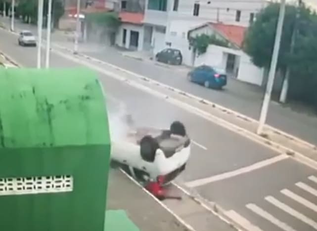 Biker Crushed After Speeding Car Loses Control