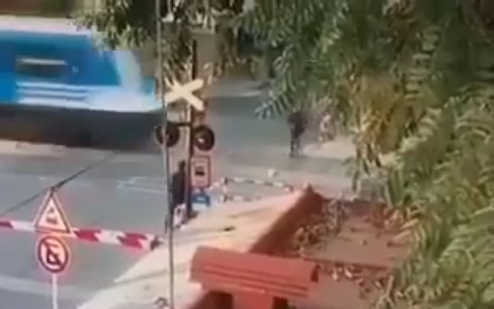 Oblivious Dude Hit by Train