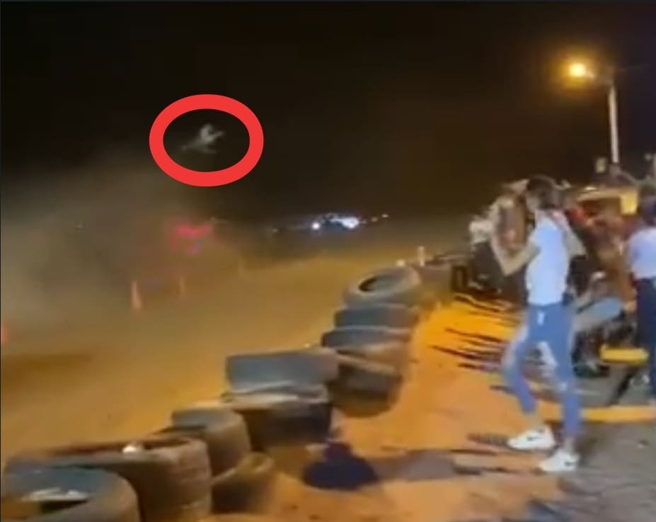 Dude Takes Flight During Drag Race