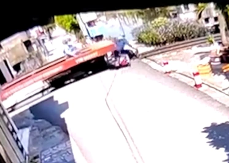 Scooter Lady Ended By Cargo Train