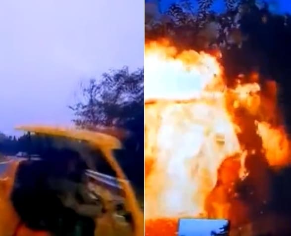 Rickshaw Driver Goes Up In Flames