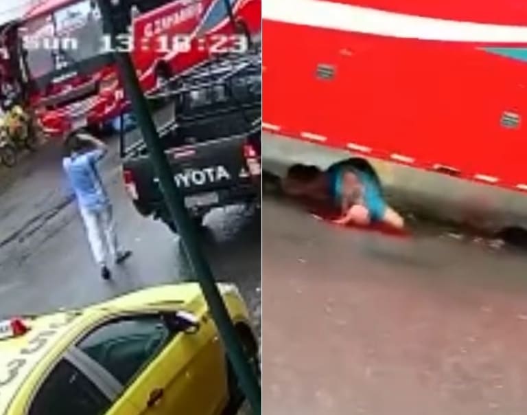 Woman Meets The Wheels Of A Bus