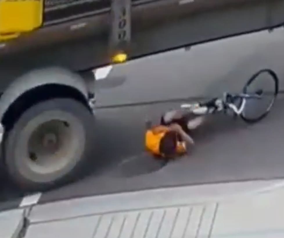 Cyclist Meets His Maker Under Truck Wheels