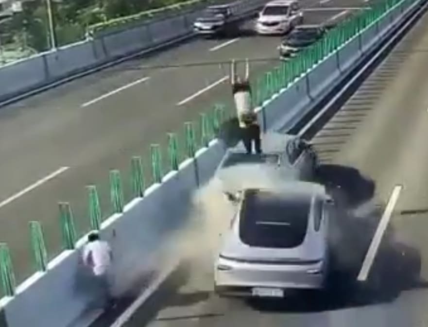 Guy Wrecked While Checking Vehicle On Roadside (Full Video)