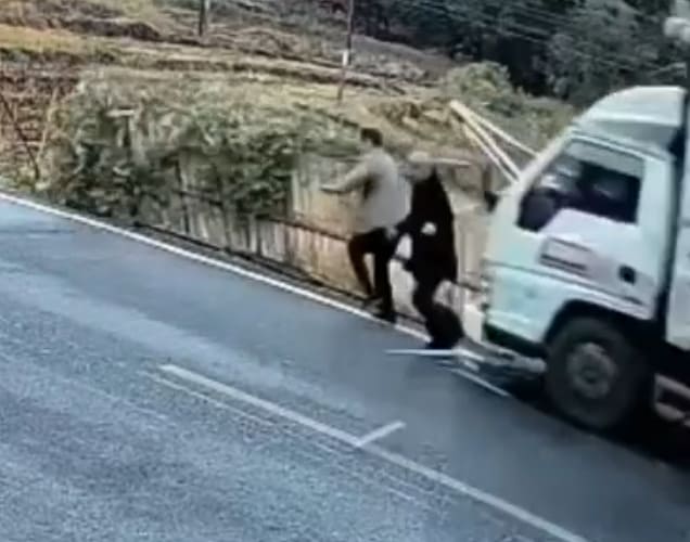 Roadside Walkers Wrecked By Box Truck