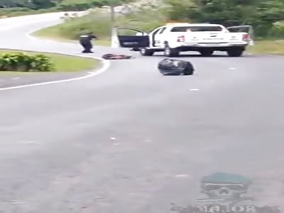 a madman tries to confront the cops with an ax and gets bad