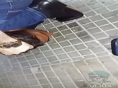 thief being beaten by victims