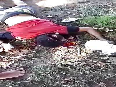 Skull cut with machete 