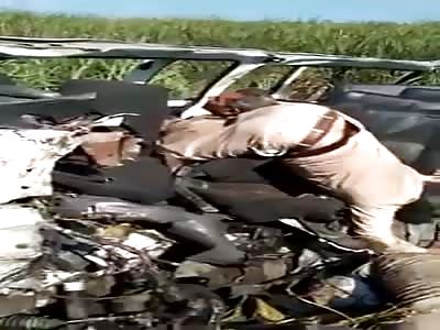 terrible accident in road with victims