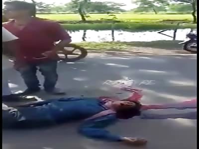 Victim of accident in agony.