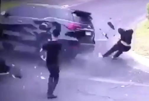 Guy Sent Flying After Car Collision