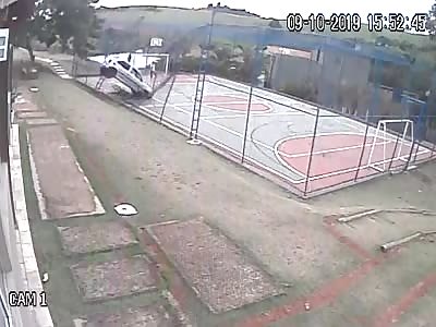 Unbelievable car crash accident while kids were playing soccer