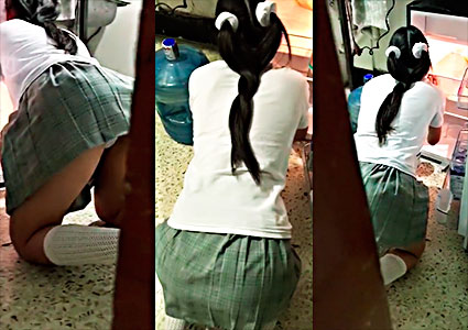 Perverted Stepdad Watches Schoolgirl To Smash Her Ass 