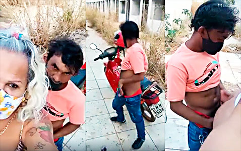  Unexpected ending, the slut poops in the biker's mouth 