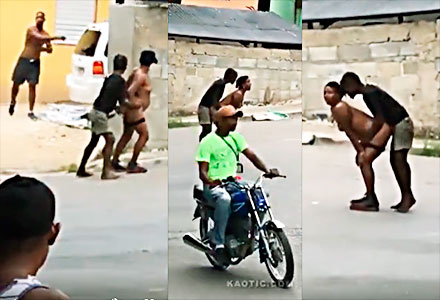 They throw stones at 2 Homeless guys fucking in the neighborhood 