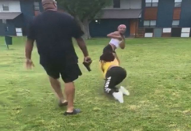 Father Pulls Gun on Little Girl Who Was Beating his Daughter