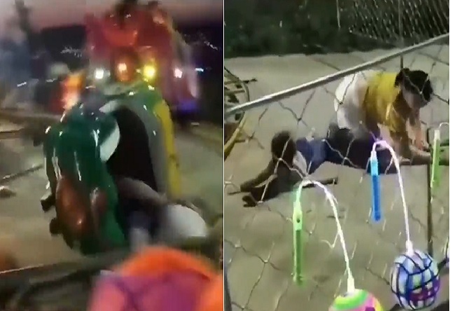 Amusement Park Rides Disassembles Sending a