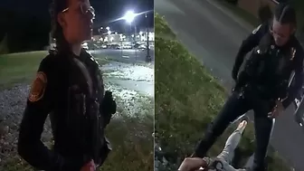 Hot Lady Cop Attacks Elderly Man Leaving Hospital