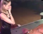 Shy girl blows stripper