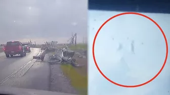 Man Witnesses 3 People Like Figures Walking Across The Sky in The Clouds