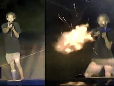 Guy Empties Entire Ak-47 on Cop.