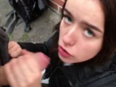 Blowjob behind school