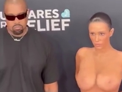 Kanye West and Bianca Censori at the 2025 Grammys