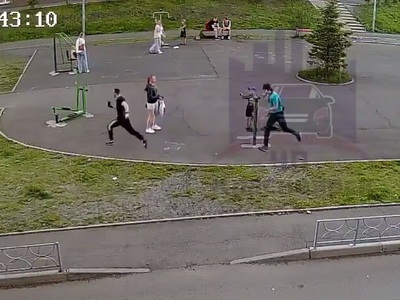 Justice: Psycho Kid with 2 Knives chases Man thru Playground..