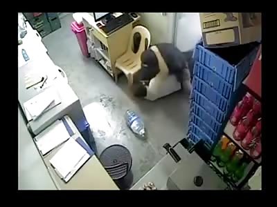 Store Clerk Fighting for his Life is Stabbed Multiple Times in Brutal Knife Attack Caught on Store's CCTV Camera System 