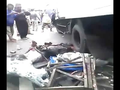 Biker in Leather Coat is Crushed Underneath Truck ... Splattered Everywhere