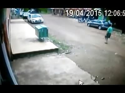 Biker Brutally Strikes Elderly Man in Green Shirt then Rides Off