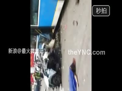 Watch Half a Car Disintegrate after Being Hit (w/ Dead Female Aftermath)