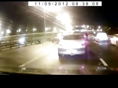 BRUTAL: People Standing on Road after Accident get Destroyed by Car Moving Full Speed Ahead on Highway