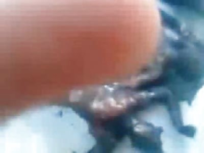 Group of Men and Women Turned into Well Done Corpses 