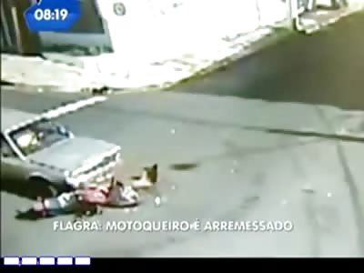 Biker Sent Flying Further than I've Ever Seen anyone Flown in an Accident Ever